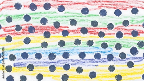 Colorful abstract polka dots and wavy lines background design