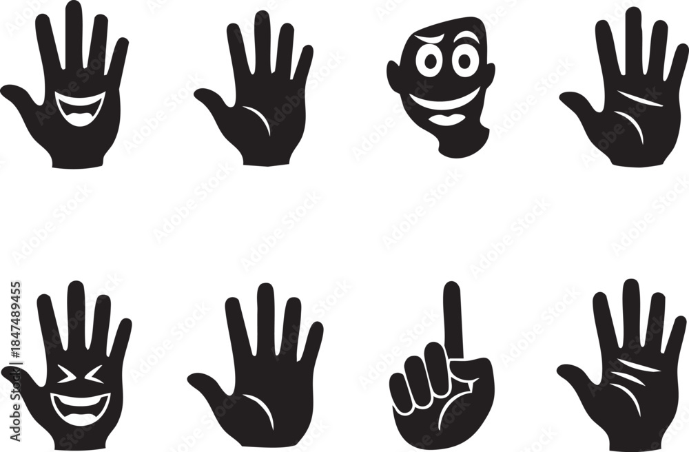 Obraz premium Expressive Hand Silhouettes A Collection of Gestures and Emotions in Black and White