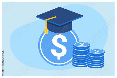 investing money in education and knowledge. Education finance vector illustration