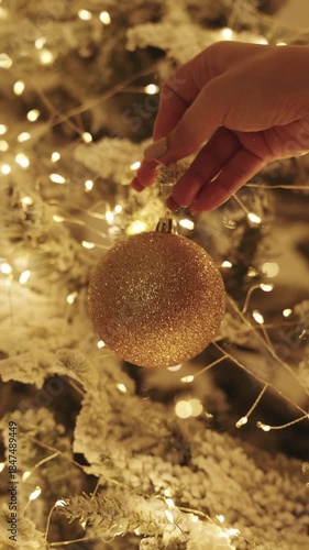 Decorating Christmas Tree with christmas toy