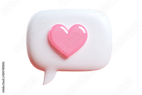 3D comment bubble with pink heart inside