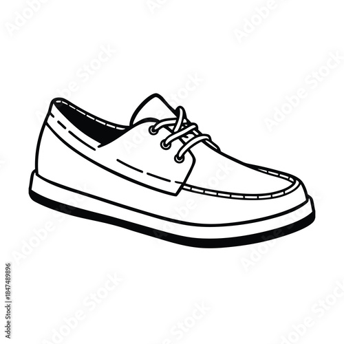 A vector illustration shows a pair of casual leather sneakers with shoelaces isolated on a white background, featuring a stylish new footwear design perfect for sports, running, and walking