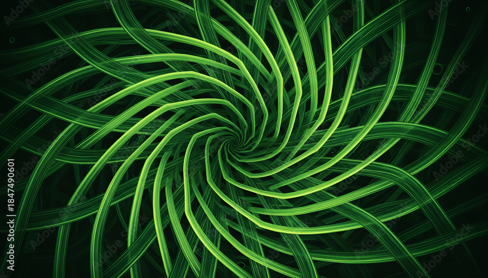Fototapeta premium Abstract Green Spiral Light Lines Background with Futuristic Energy Flow