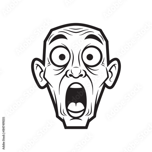 Surprised cartoon man with wide eyes and open mouth