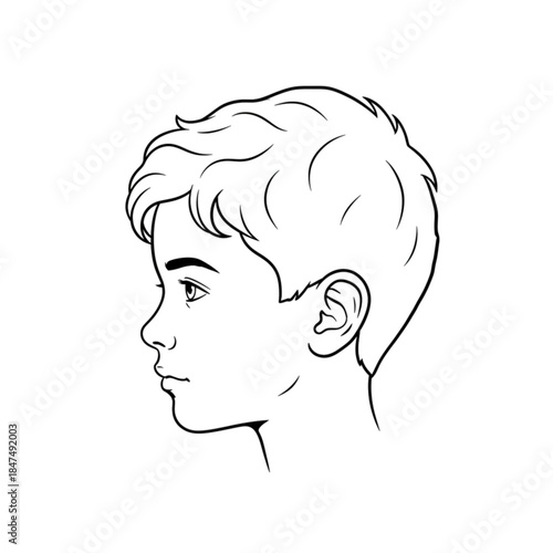 Young Boy Profile Line Art Illustration