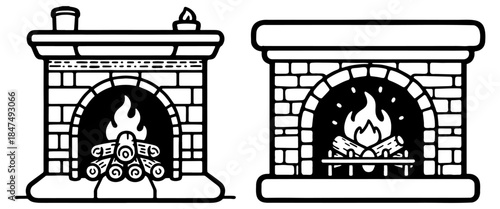 Fireplace Sketch Drawing.