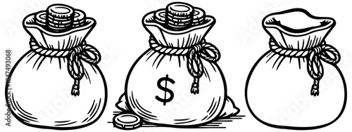 Sack of Gold Coins Illustration.