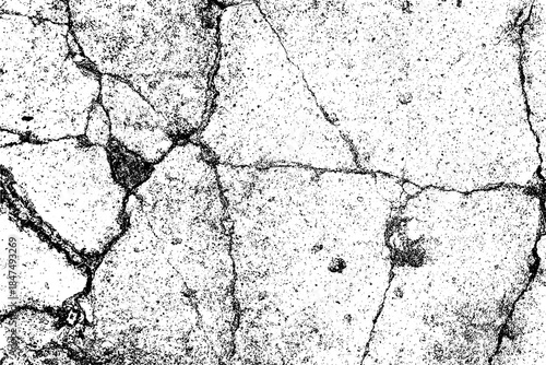 Grunge cracks concrete texture white and black  background.