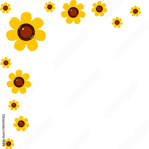 Sunflower Floral Corner Illustration