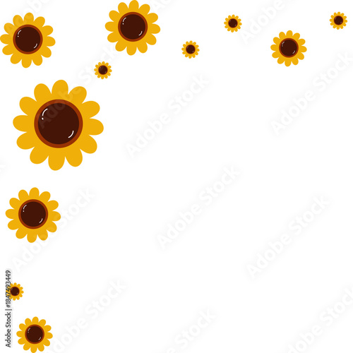 Sunflower Floral Corner Illustration