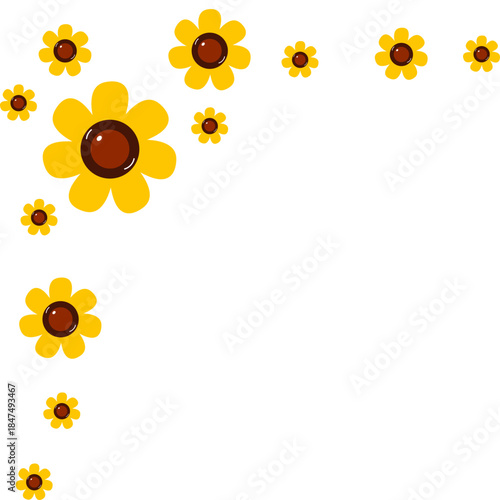 Sunflower Floral Corner Illustration