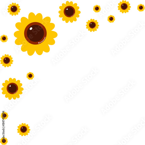 Sunflower Floral Corner Illustration