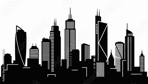 Modern city skyline with diverse skyscrapers under a bright sky, symbolizing urban development and progress.