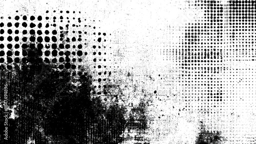Abstract grunge texture with halftone dots and distressed pattern