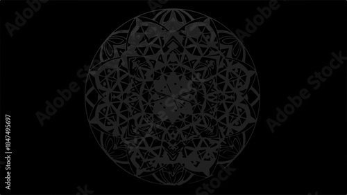 Intricate dark mandala pattern with geometric symmetry and spiritual design