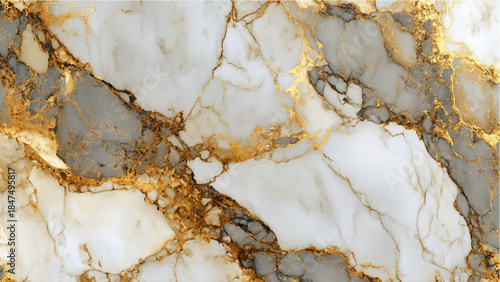 Abstract white and gold marble texture with natural veins