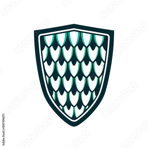 Dragon Scale Shield Vector Icon with Geometric Pattern