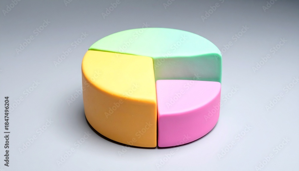 Obraz premium Clay Pie Chart with One Piece Rising Up