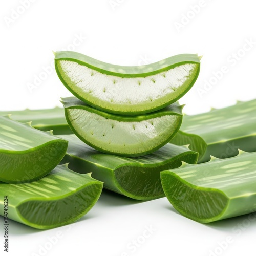 Wallpaper Mural Fresh aloe vera slices on white background Torontodigital.ca