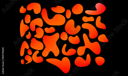 An abstract fire background features a seamless pattern of hot orange and red flames burning on black to create a warm, decorative texture for art wallpaper.