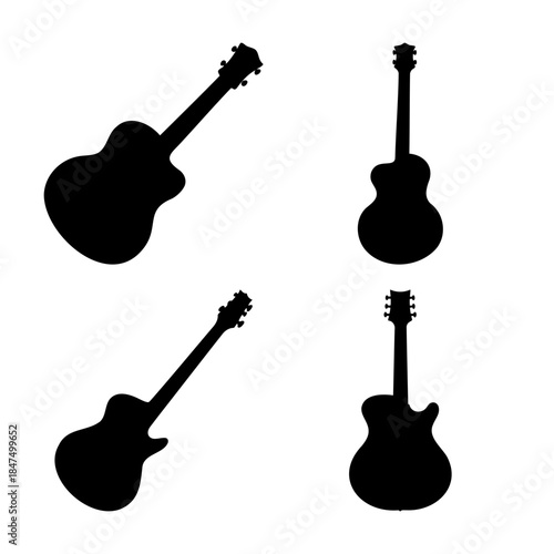 Acoustic guitar silhouettes vector art on a clean background