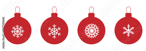Christmas balls icon set silhouette vector. Christmas Bauble ornament paper cut element vector.