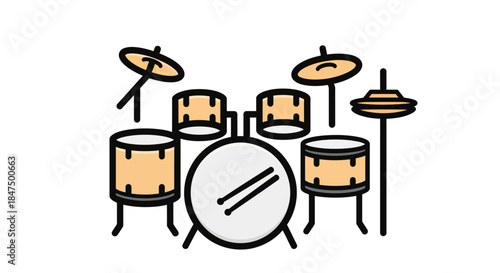 Drum set illustration simple vector graphic for mu