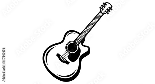 Acoustic guitar illustration simple vector graphic