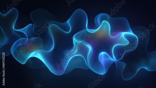 Abstract flowing blue shapes against dark background digital art