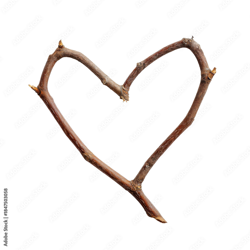 Obraz premium An antique rusty iron nail and vintage steel pliers work to shape an old wooden heart made of wood isolated on a white background