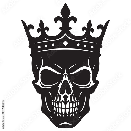 Crowned skull silhouette black vector illustration design