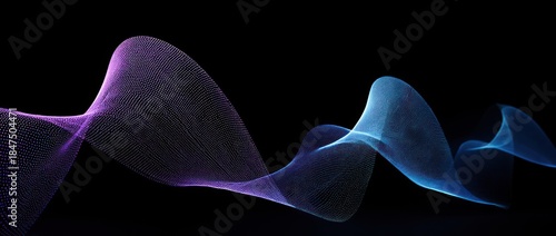 Abstract flowing lines against black background artistic digital design