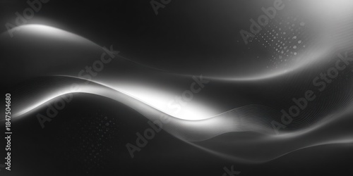 Abstract flowing lines background in shades of gray with soft lighting effects