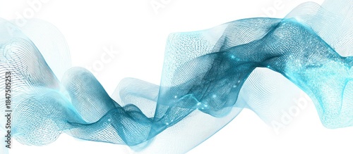 Abstract flowing lines graphic with a vibrant blend of teal and white colors