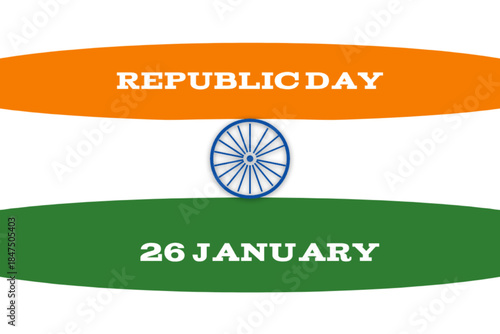 Republic Day Poster Indian Flag Colors with Ashoka Chakra