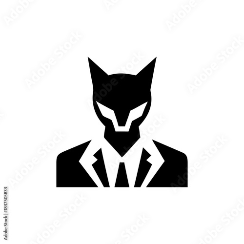 Business profile portrait forming abstract fox shape representing intelligence and adaptability Vector illustration