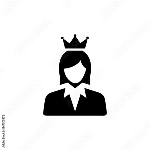 Female chief executive portrait with minimal crown symbol of leadership On white Background Vector illustration
