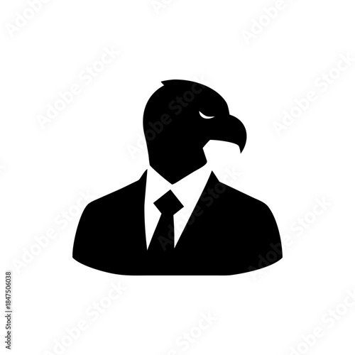 Business leader portrait merged with hawk mascot for sharp strategic branding On white Background Vector illustration