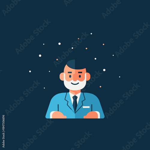 A Man in a Suit with a Beard, Celebrating the Arrival of a Bright and Promising New Year in 2026, with Sparkling Stars Around His Head, Evoking Hope and Joy