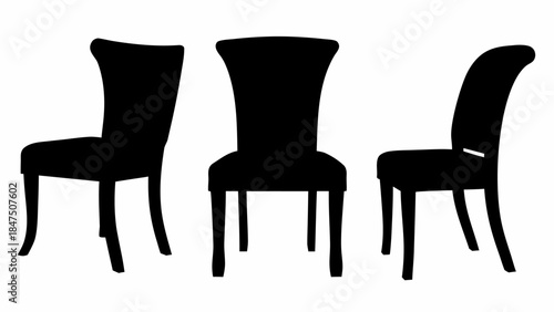 Chic cafe and restaurant chair silhouettes, a stylish set of seating icons for hospitality venues and graphic design, vector art.