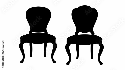 Adorable cartoon chair silhouette icons, charming and fun seating graphics for delightful kid-friendly designs, vector illustration.