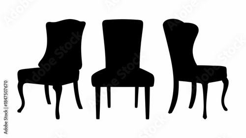 Doodle-style chair silhouette collection, hand-drawn, quirky seating designs for creative and informal graphic projects, vector art.