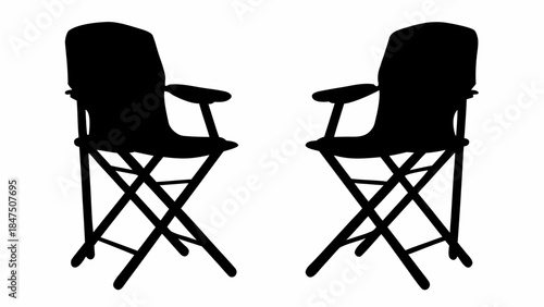 Foldable chair silhouette pack, practical and versatile seating icons for outdoor events, camping, and flexible spaces, vector illustration.