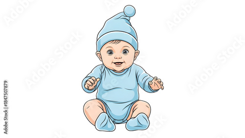 Baby Illustration in Flat Vector Style