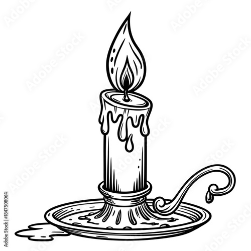 Candle Burning in Decorative Holder.

