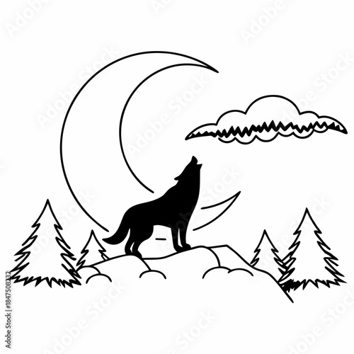 Lone Wolf's Serenade Under the Moonlit Sky.

