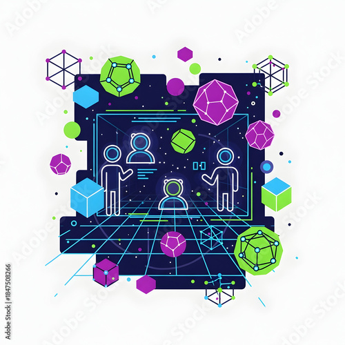 Digital Team Collaboration Virtual Meeting Space.