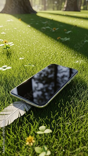Smartphone Mockup Front-Facing Flat Lay Top-Down On Natural Linen Fabric