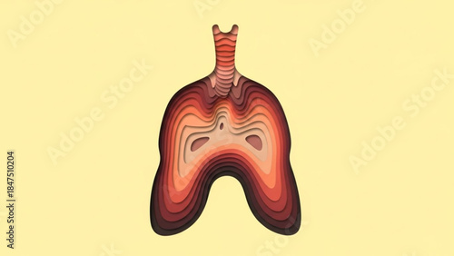 Lungs Illustration, Human Respiratory System, Minimalist Graphic Design, Studio Environment, Front View, Medical Concept