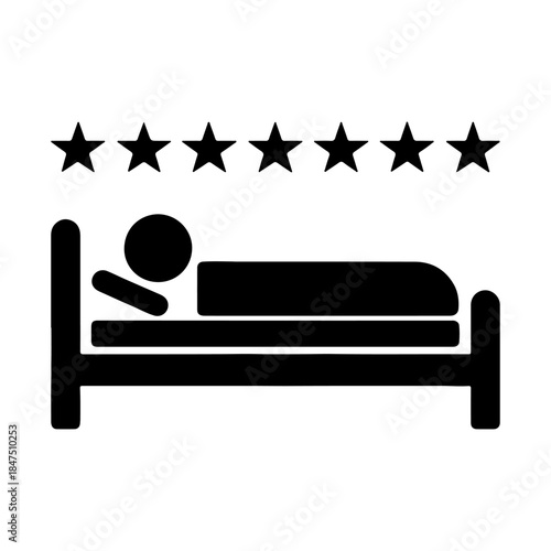 Sleep icon of person lying on bed, night rest vector illustration.